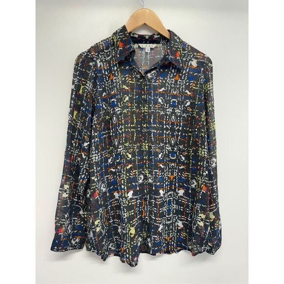 CAbi Tops - CAbi Festival Geometric‎ Blouse Button Down Long Sleeve Shirt Size Large